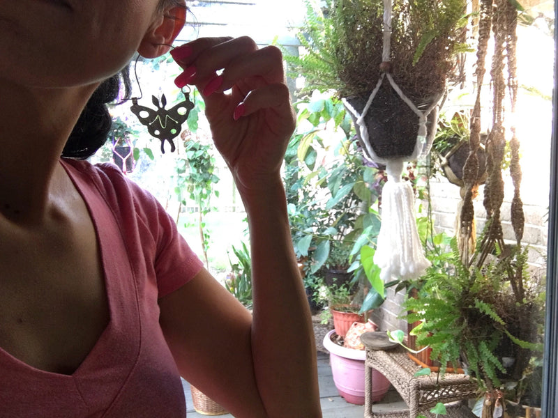Handmade Luna Moth Hoop Earrings-zoom-