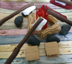 Felt Campfire Play Set | Pretend Camping Toy with S’mores & Hot Dogs - Aware House