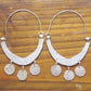 Rustic Hammered Coin Hoop Earrings