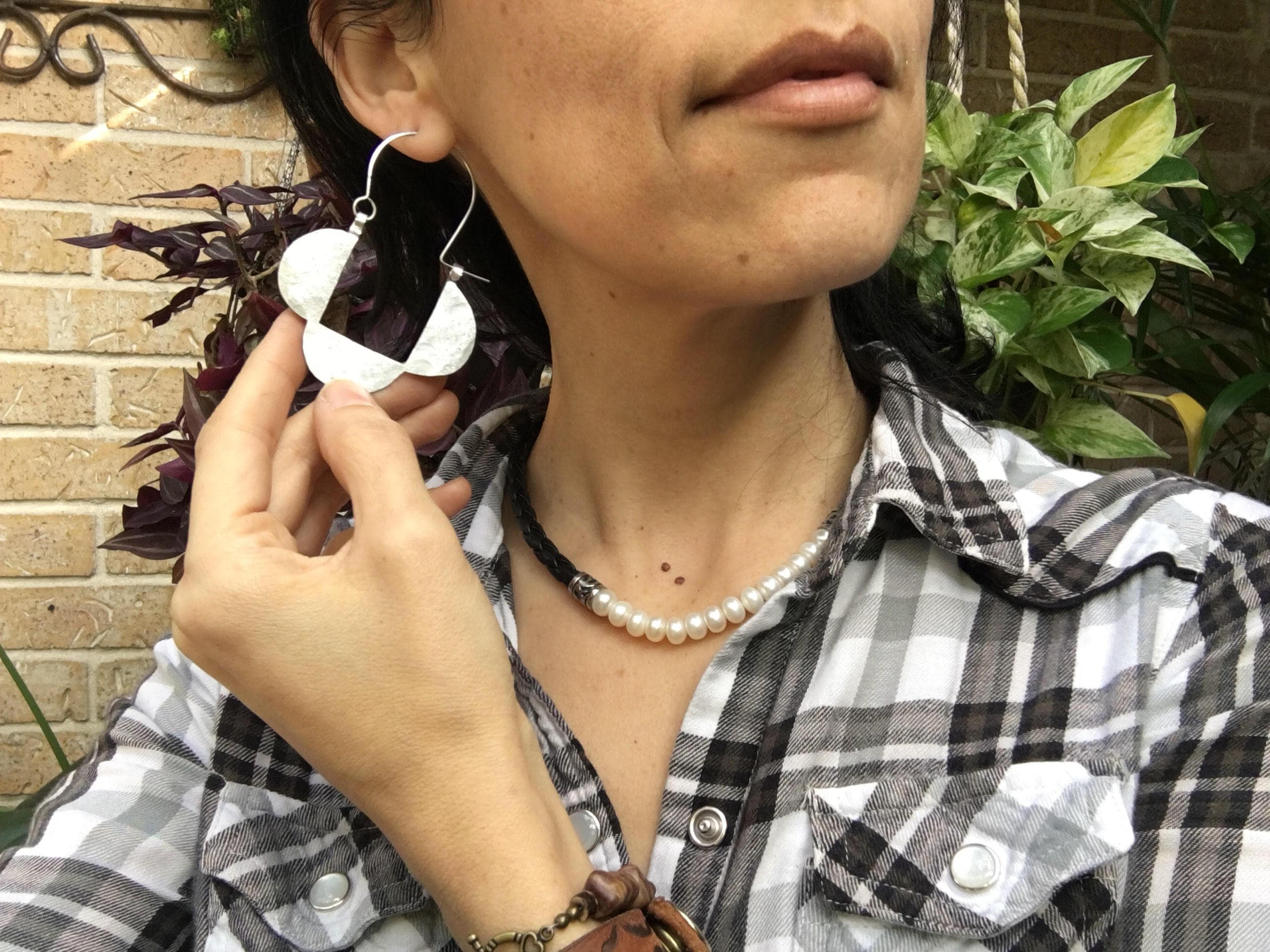 Hammered Aluminum Geometric Hoop Earrings