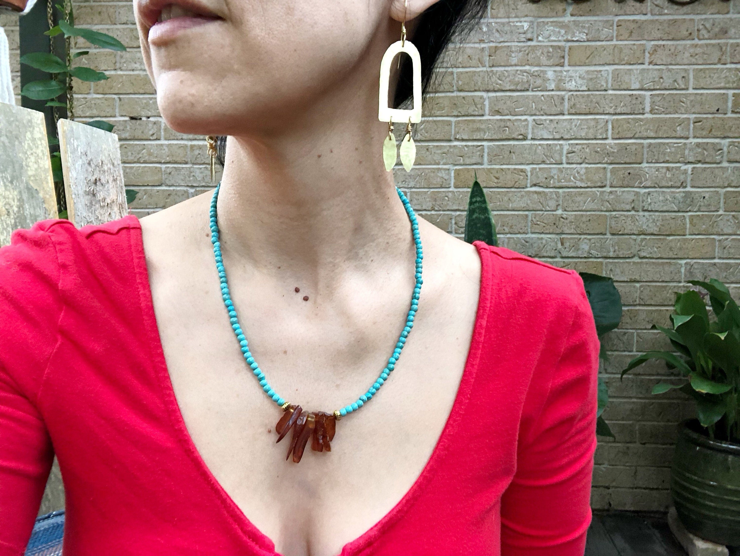 Hammered Brass Fringe Earrings-zoom-2