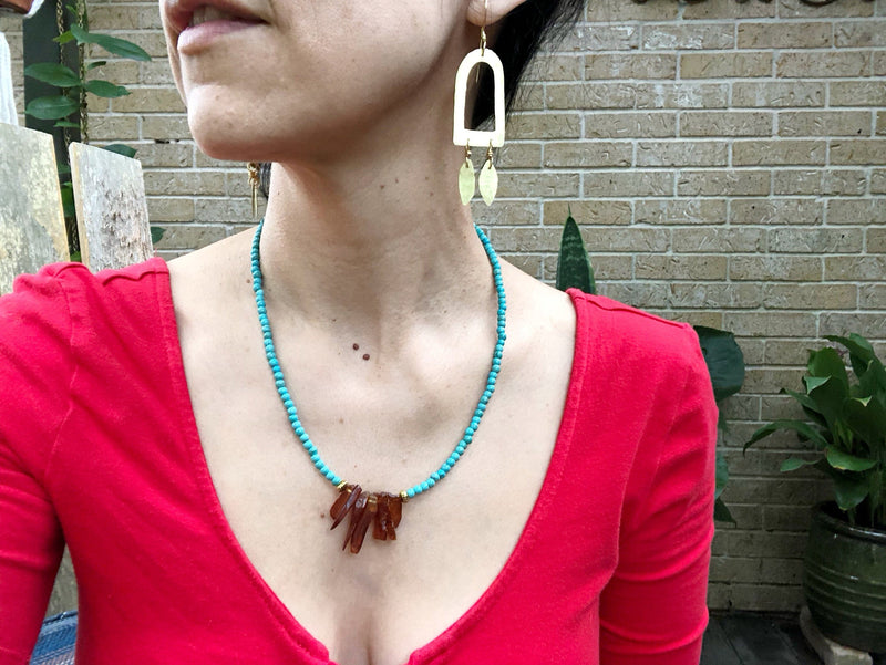 Hammered Brass Fringe Earrings-zoom-