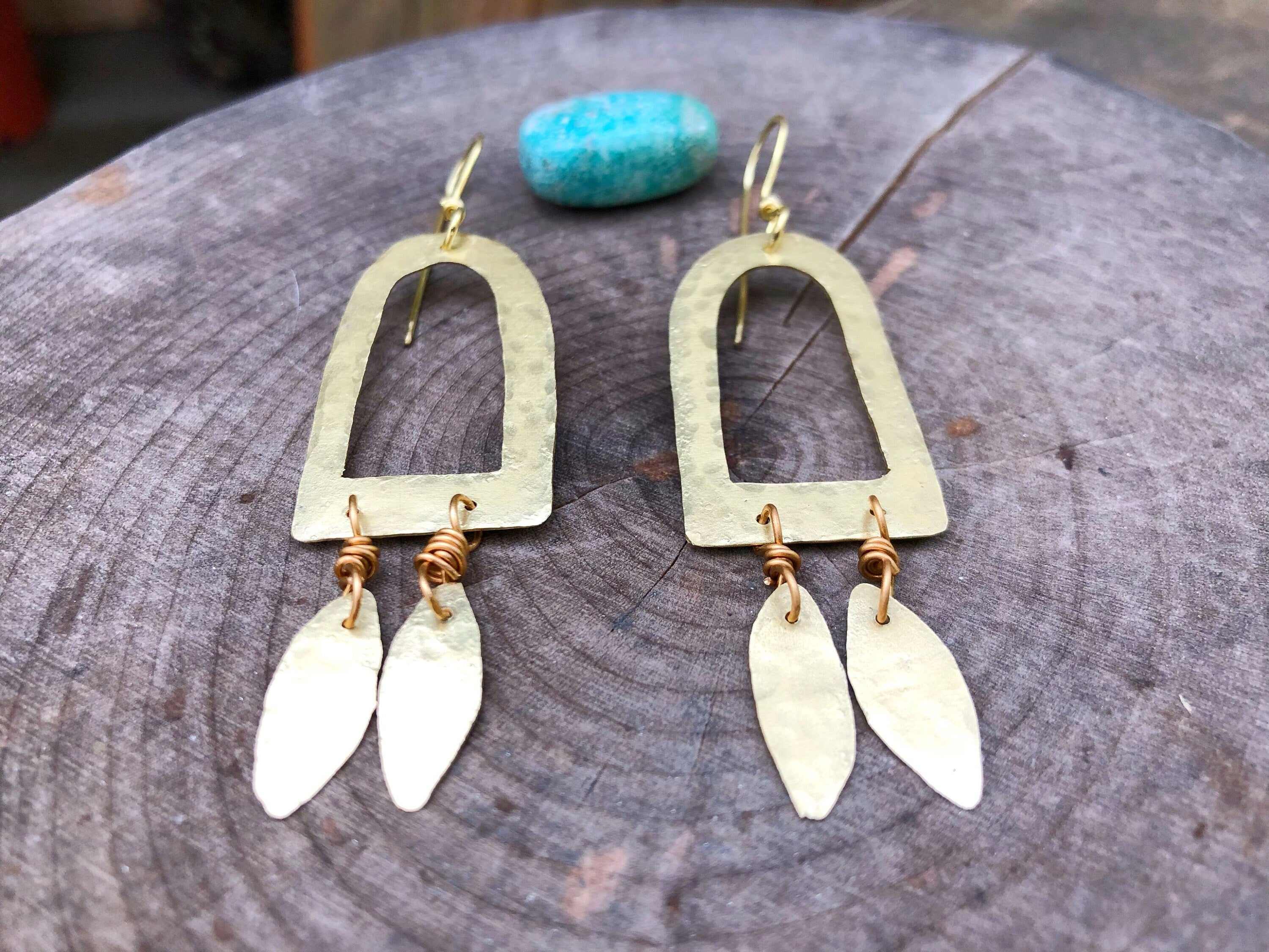 Hammered Brass Fringe Earrings