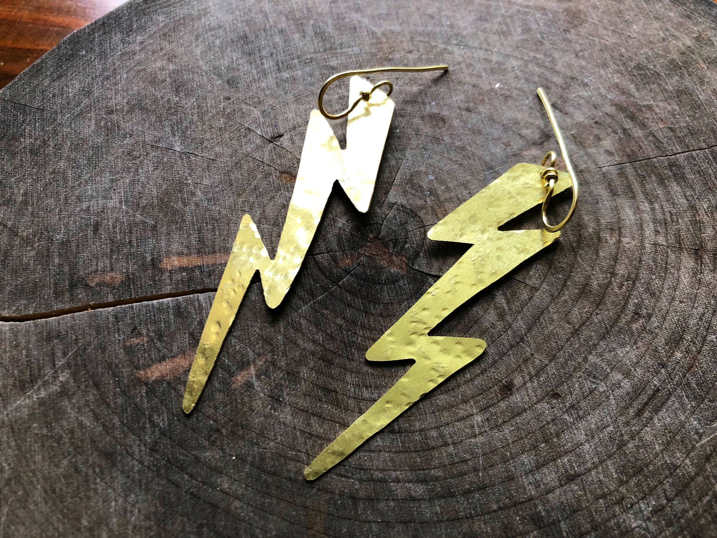 Hammered Lightning Bolt Earrings