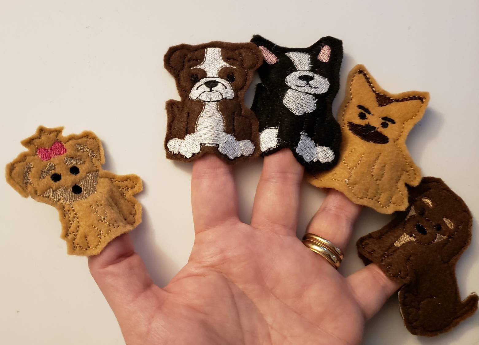 Dog Finger Puppets Set | Felt Puppet Toy with Storage Bag - Aware House
