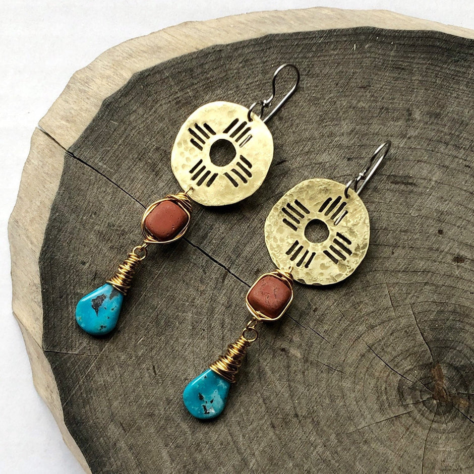 Turquoise Zia Drop Earrings