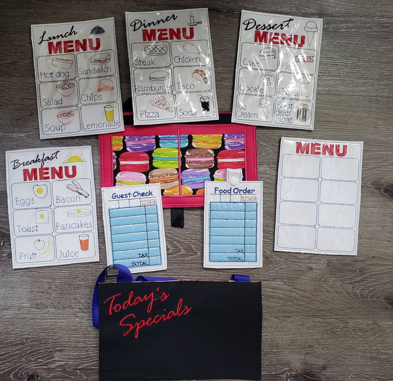 Waitress Pretend Play Set | Restaurant Toy with Pocket Apron-zoom-