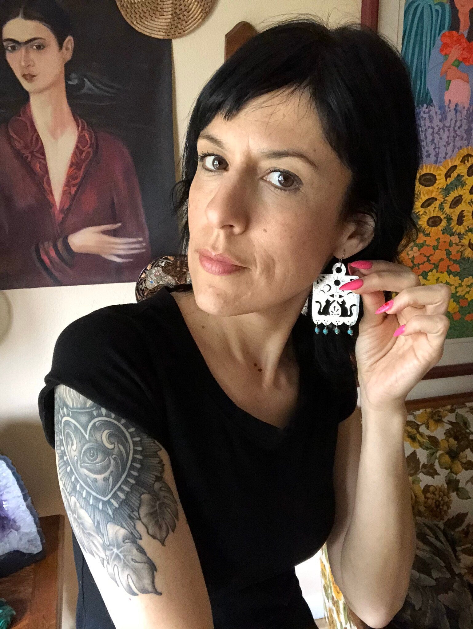 Papel Picado Cat Earrings-6