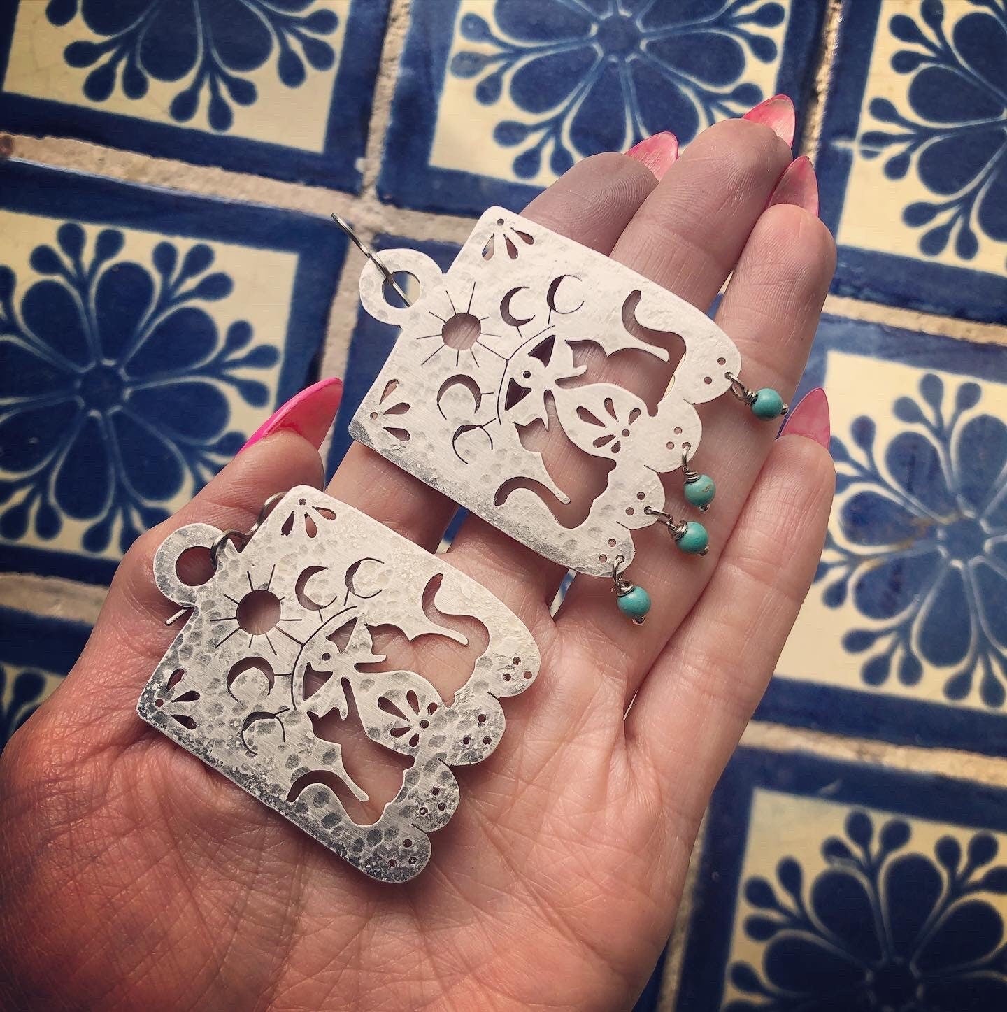 Papel Picado Cat Earrings