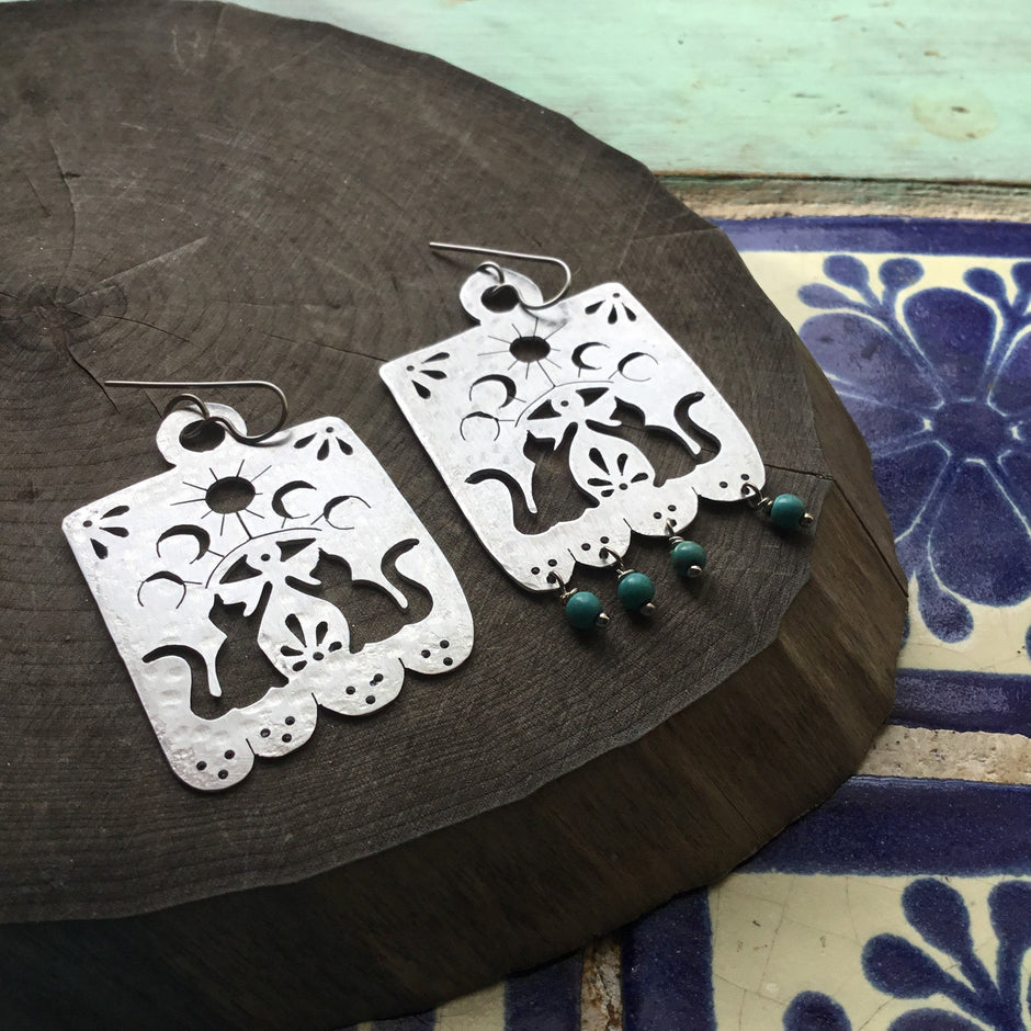 Papel Picado Cat Earrings