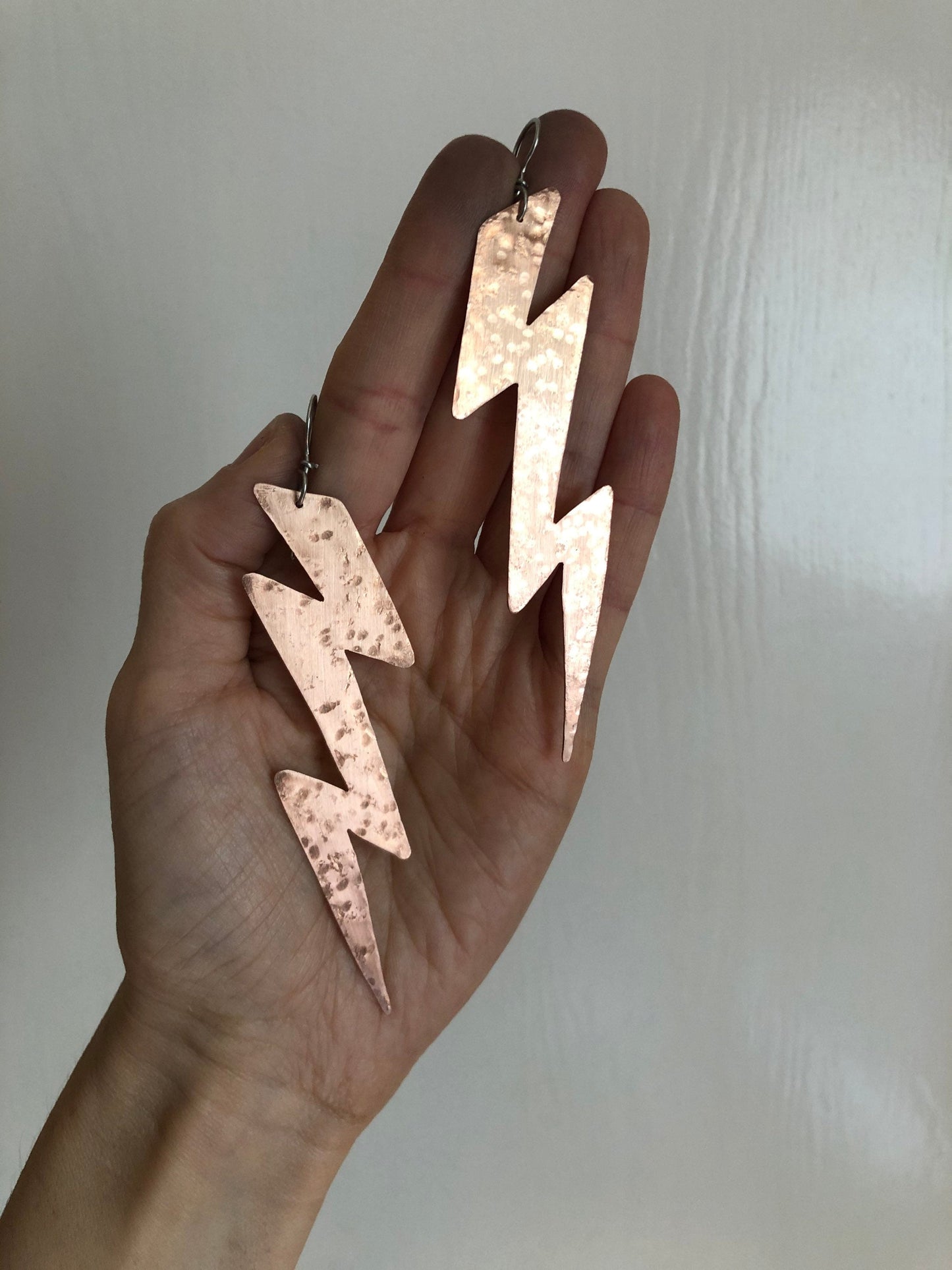 Hammered Lightning Bolt Earrings