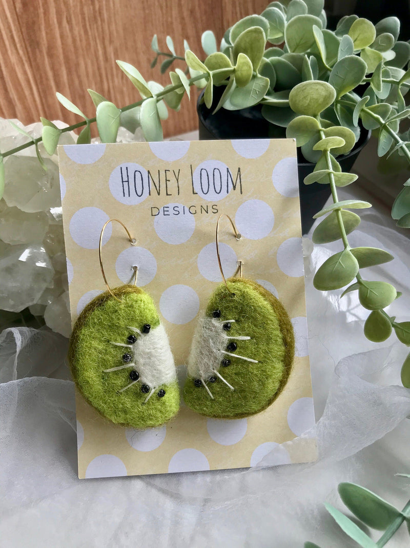 Kiwi Felt Earrings-zoom-