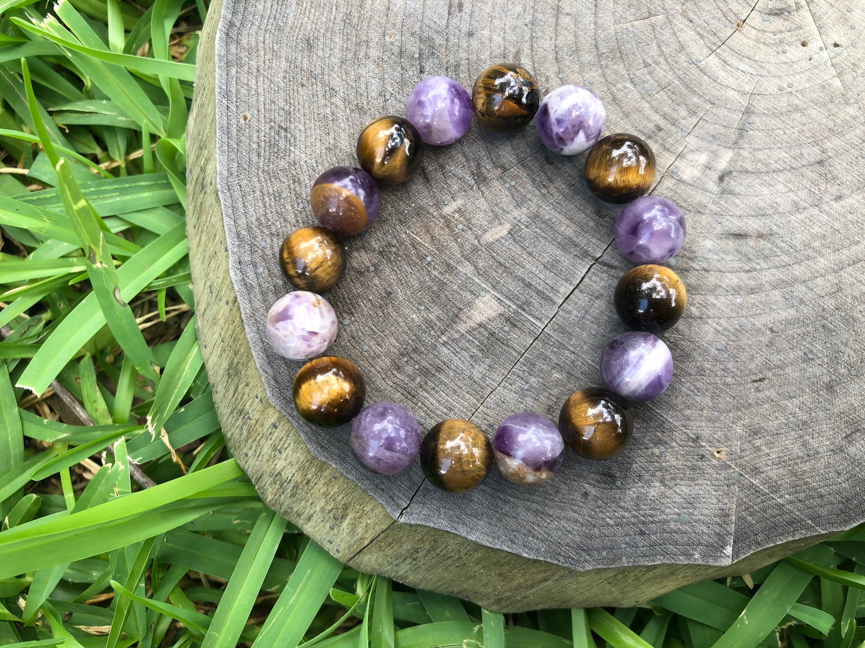 Amethyst & Tiger Eye Stretch Bracelet-zoom-2