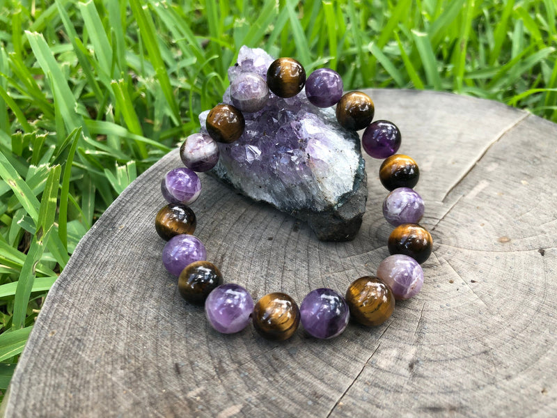 Amethyst & Tiger Eye Stretch Bracelet-zoom-