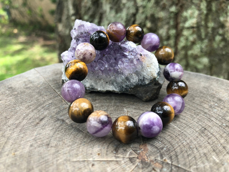Amethyst & Tiger Eye Stretch Bracelet-zoom-