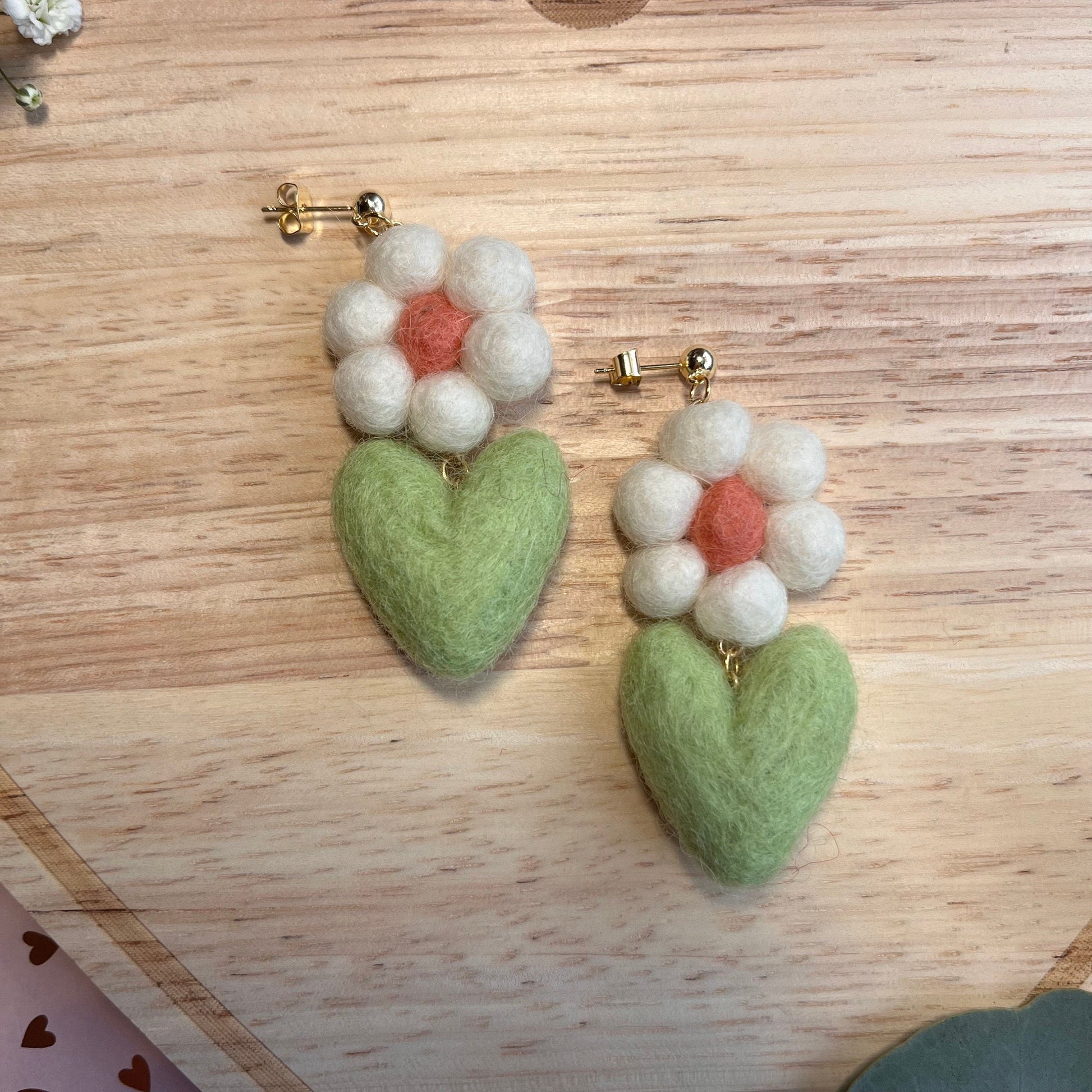 Blooming Heart Felt Earrings-3