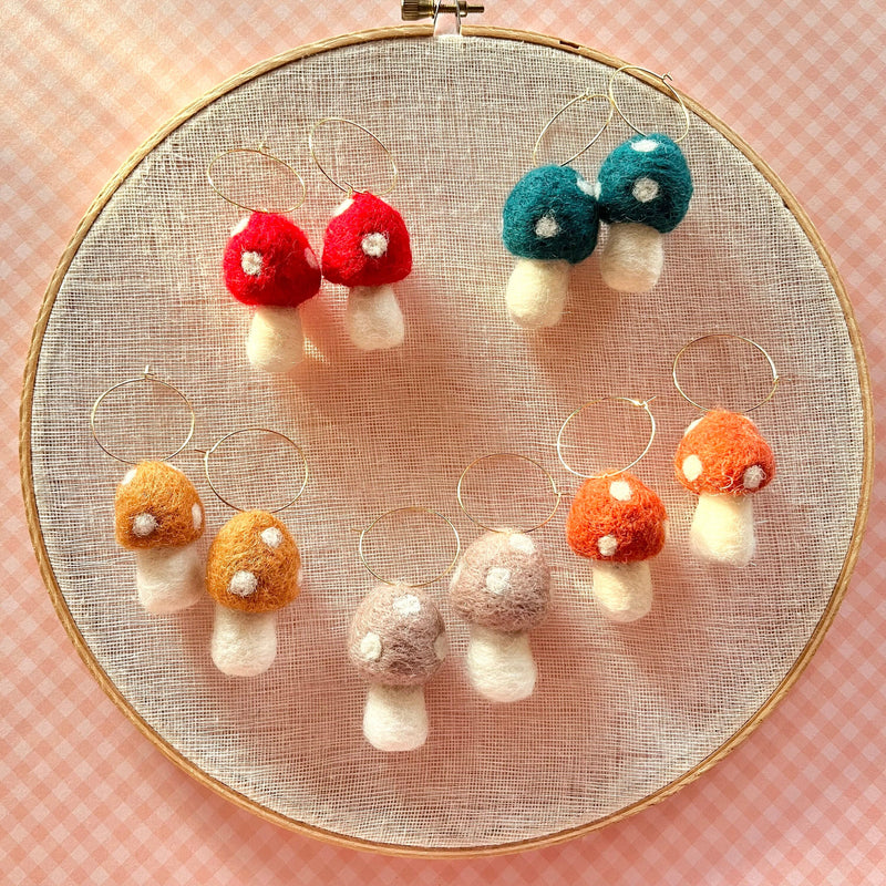 Mini Mushies Felt Earrings-zoom-