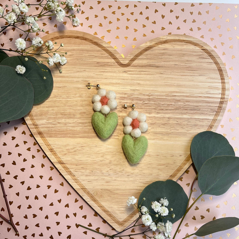 Blooming Heart Felt Earrings-zoom-