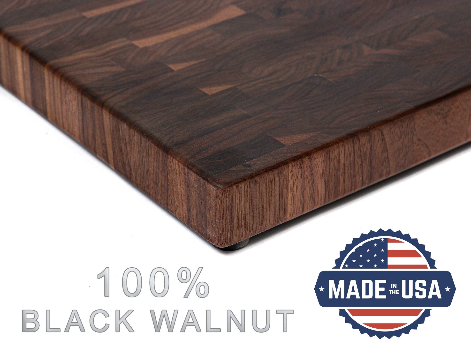 Large End Grain Walnut Cutting Board – Butcher Block with Juice Groove & Rubber Feet-4