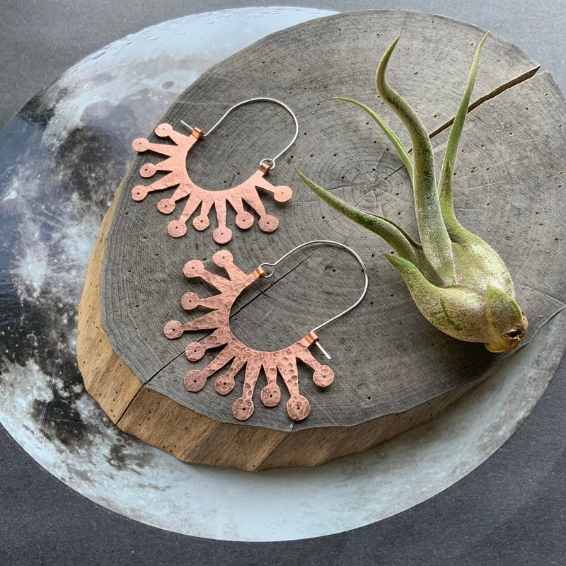 Atomic Sunburst Hoop Earrings | Mid Century Modern Inspired-zoom-