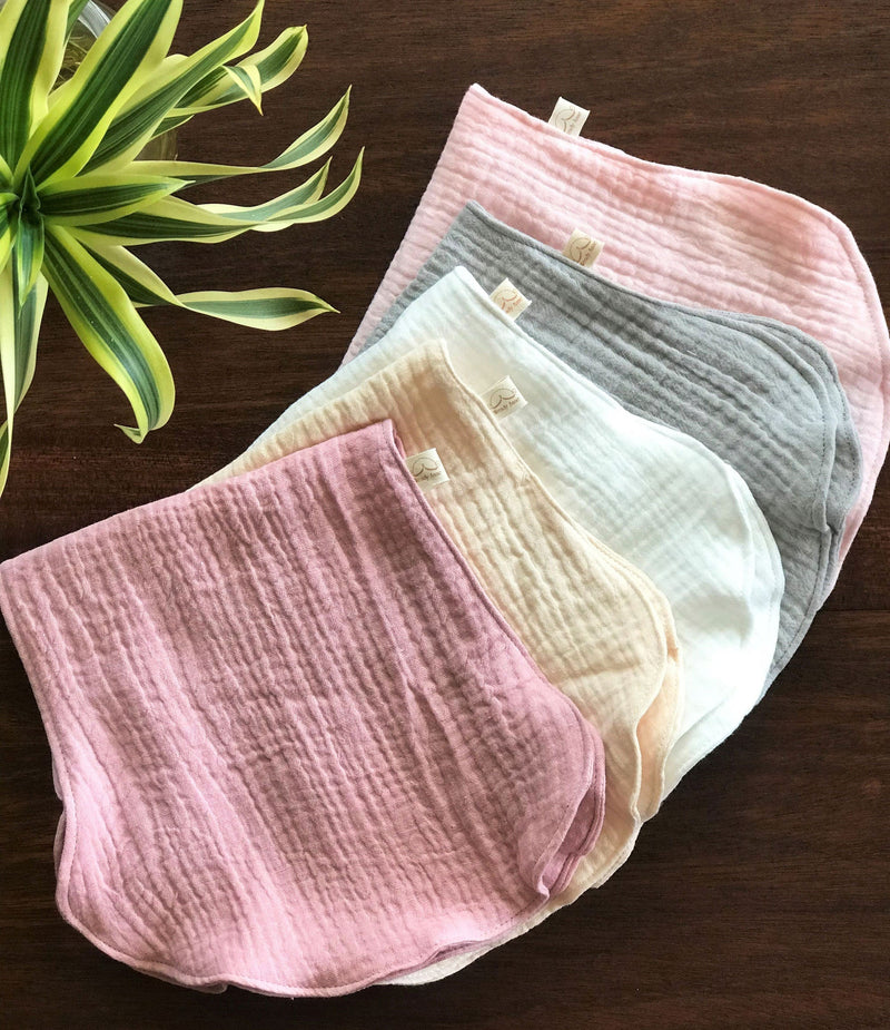 Set of 5 Girls Burp Cloths | Organic Cotton Double Gauze-zoom-
