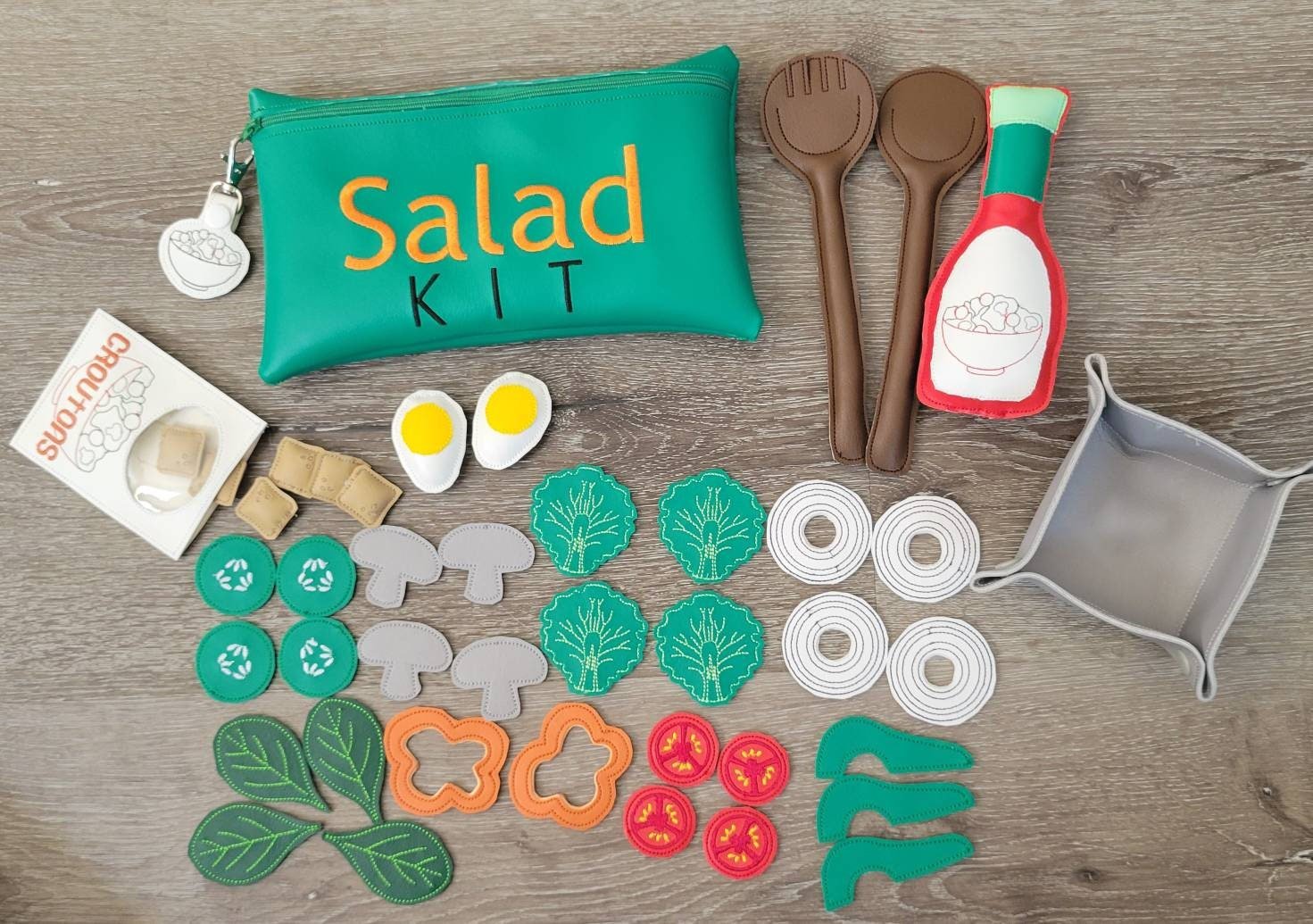 Felt Food Salad Play Set | Build Your Own Pretend Play Kitchen Toy - Aware House