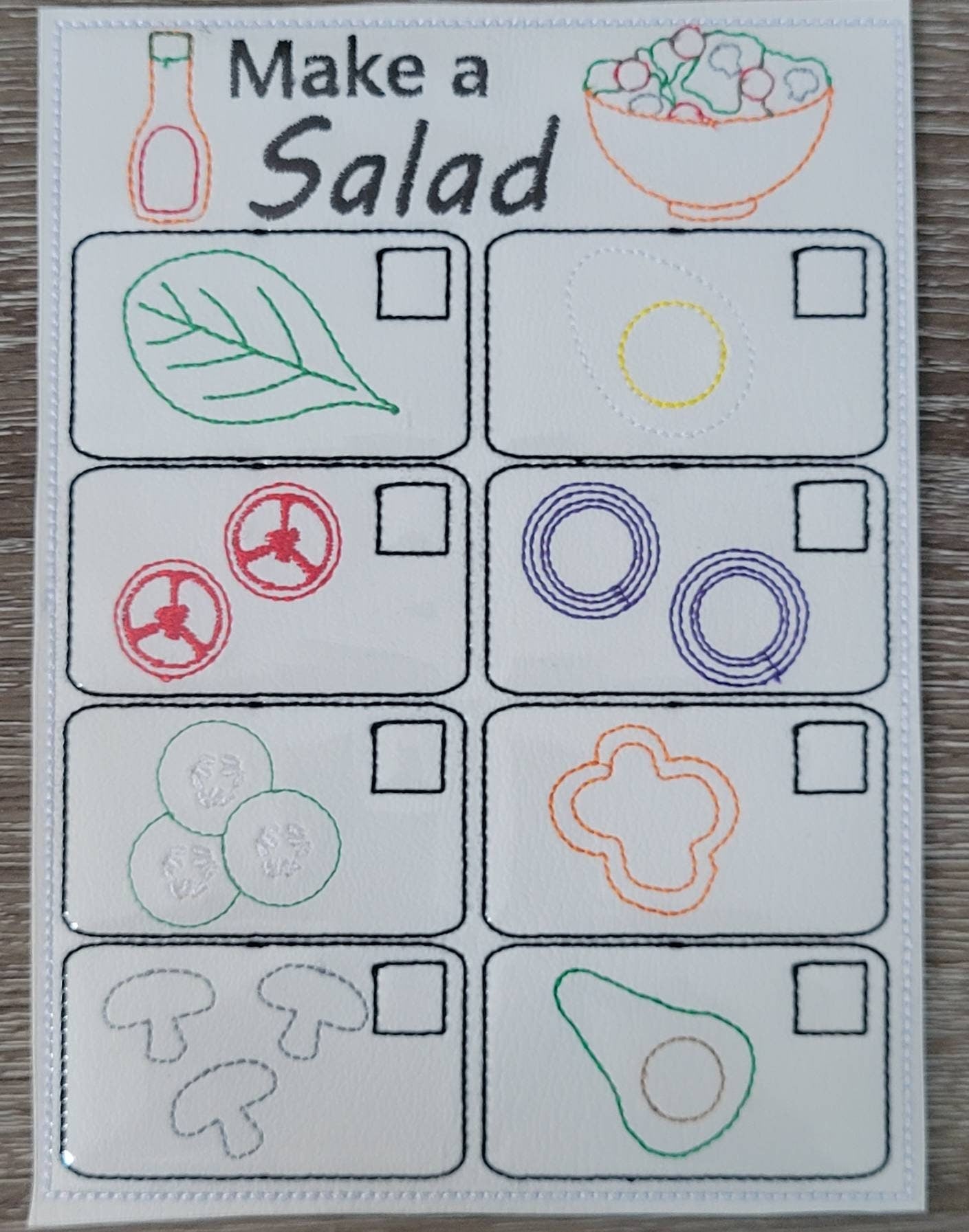 Felt Food Salad Play Set | Build Your Own Pretend Play Kitchen Toy - Aware House