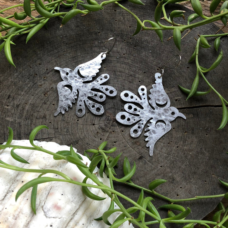 Brass Bird Earrings | Mexican Folk Art Celestial Pajarito-zoom-
