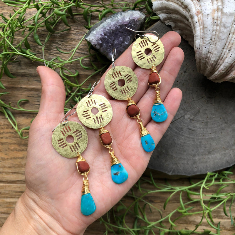 Turquoise Zia Drop Earrings-zoom-