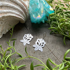 Metal Rose Earrings | Hand Cut Folk Art Jewelry - Aware House
