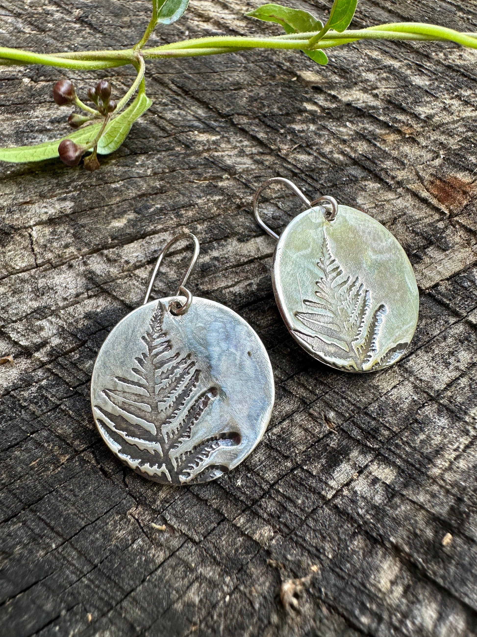 Fern Disc Earrings | Recycled Sterling Silver-3