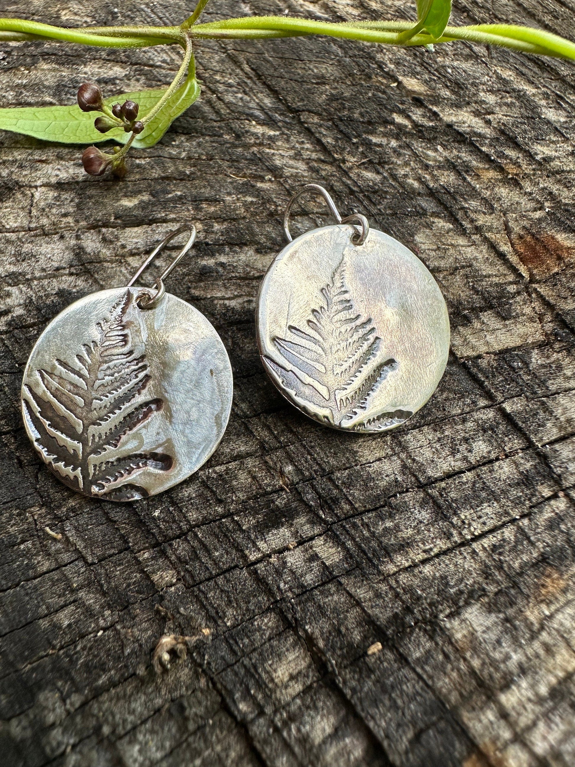 Fern Disc Earrings | Recycled Sterling Silver-2