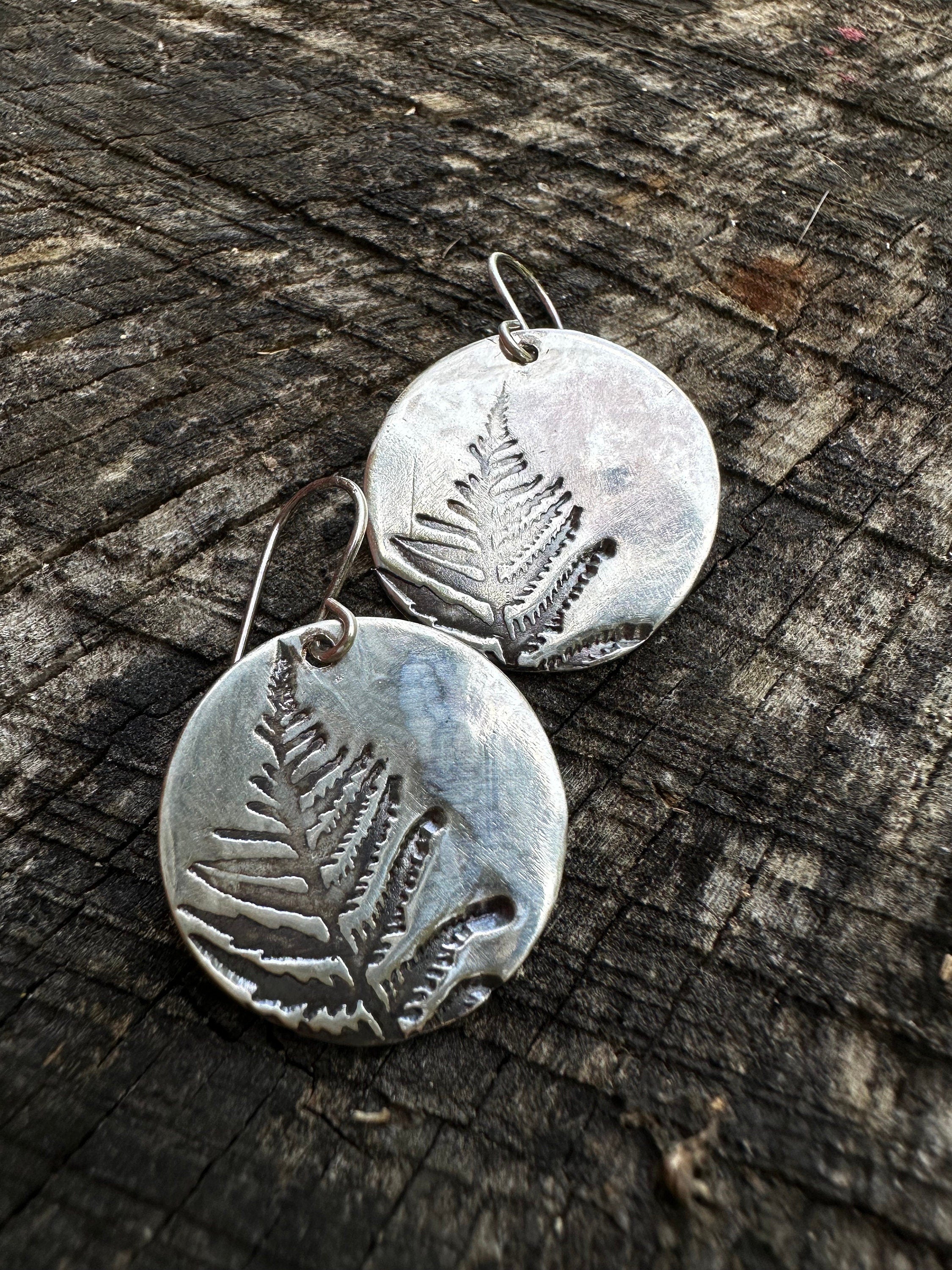 Fern Disc Earrings | Recycled Sterling Silver-zoom-4