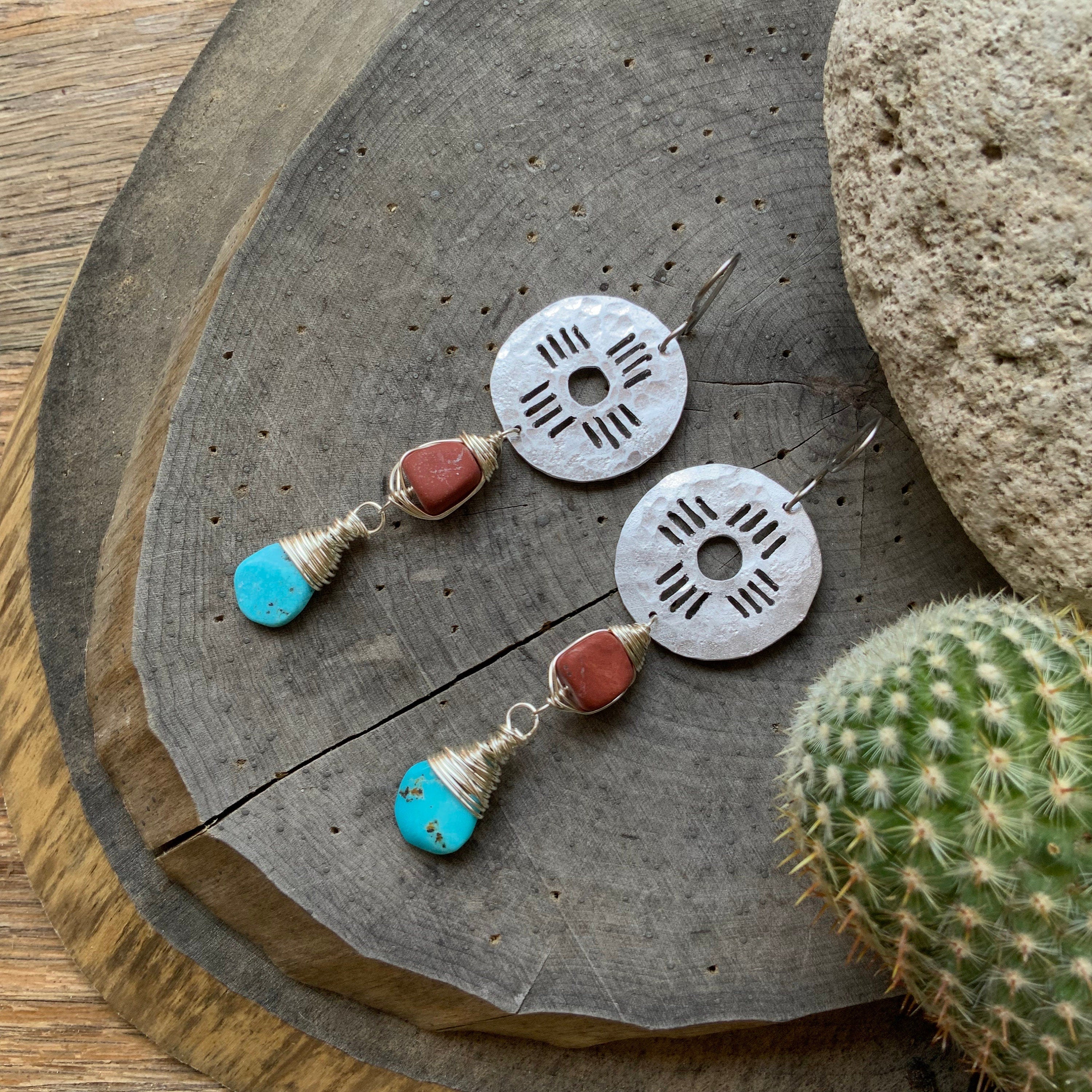 Turquoise Zia Drop Earrings-zoom-8