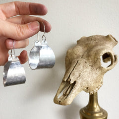 Rustic Hammered Metal Hoop Earrings | Wide Scoop Design - Aware House