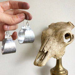 Rustic Hammered Metal Hoop Earrings | Wide Scoop Design - Aware House