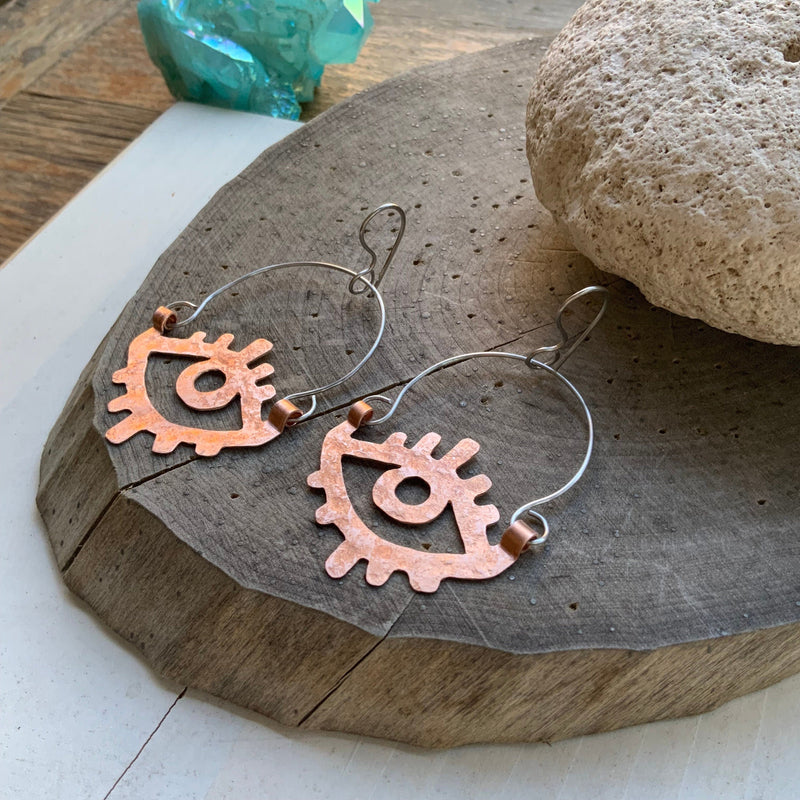 Metal Eye Hoop Earrings-zoom-