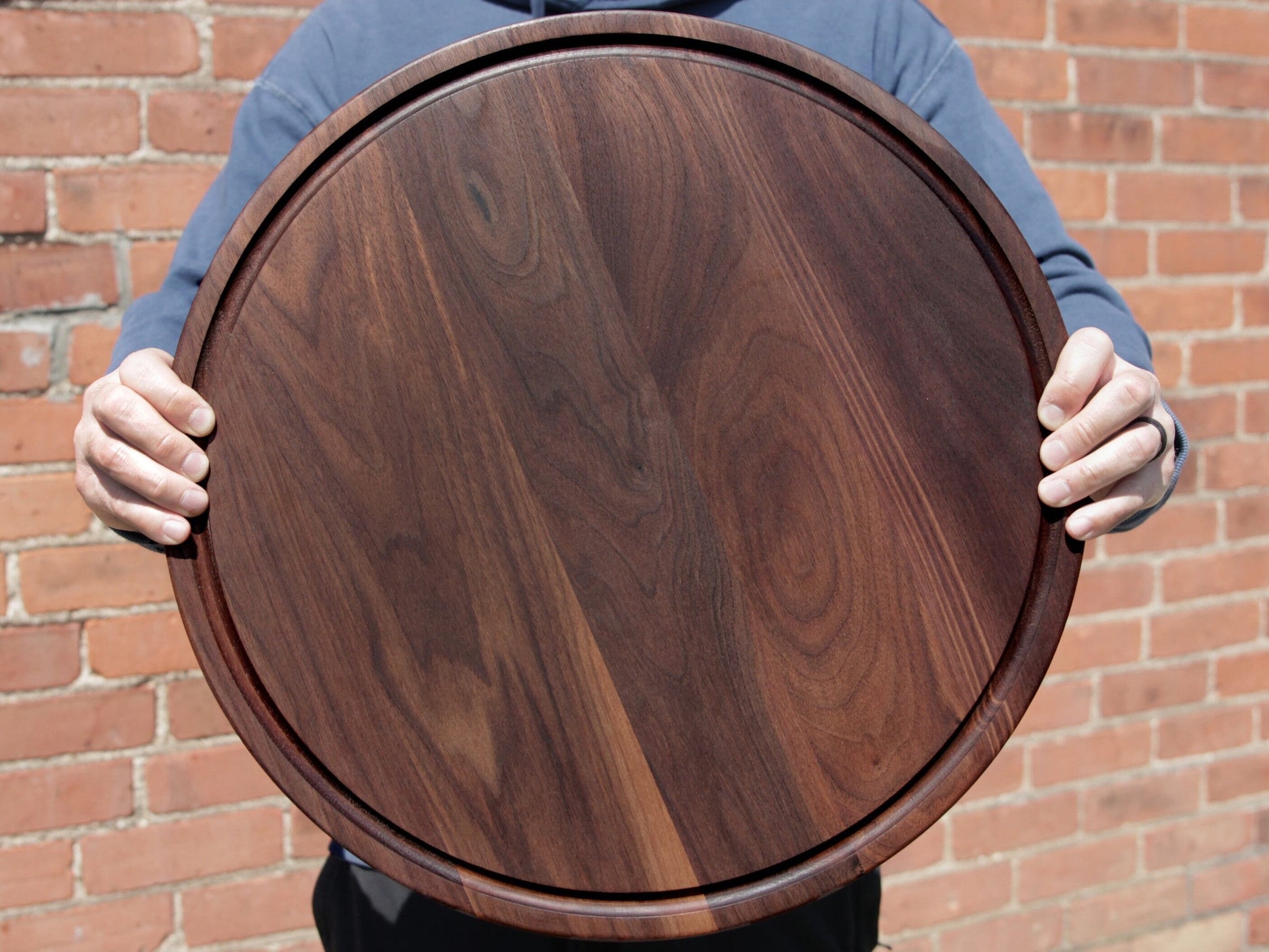 Large Walnut Round Cheese Board-2