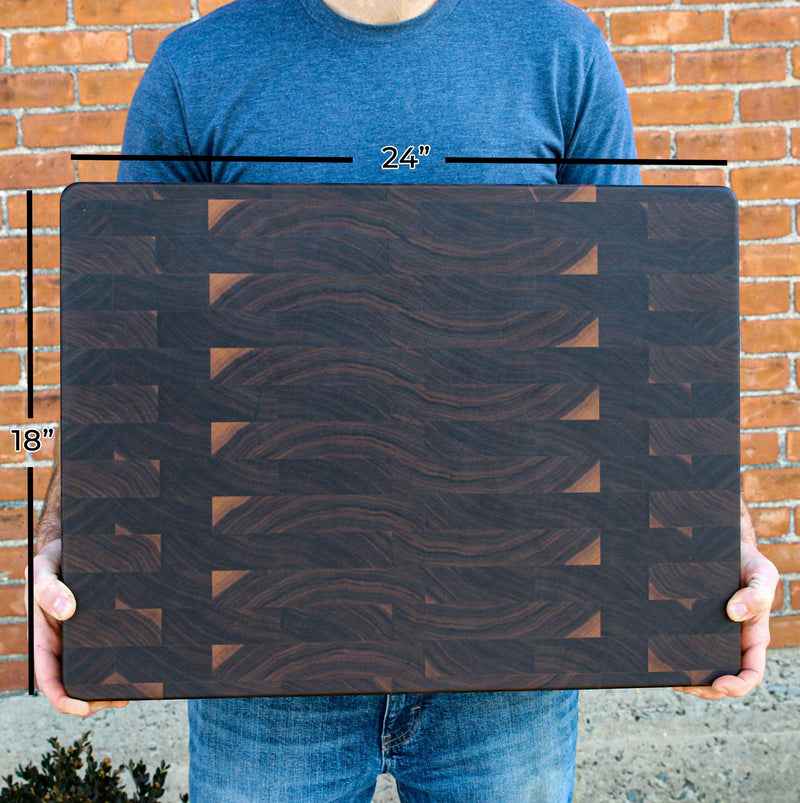 Large End Grain Walnut Cutting Board – Butcher Block with Juice Groove & Rubber Feet-zoom-