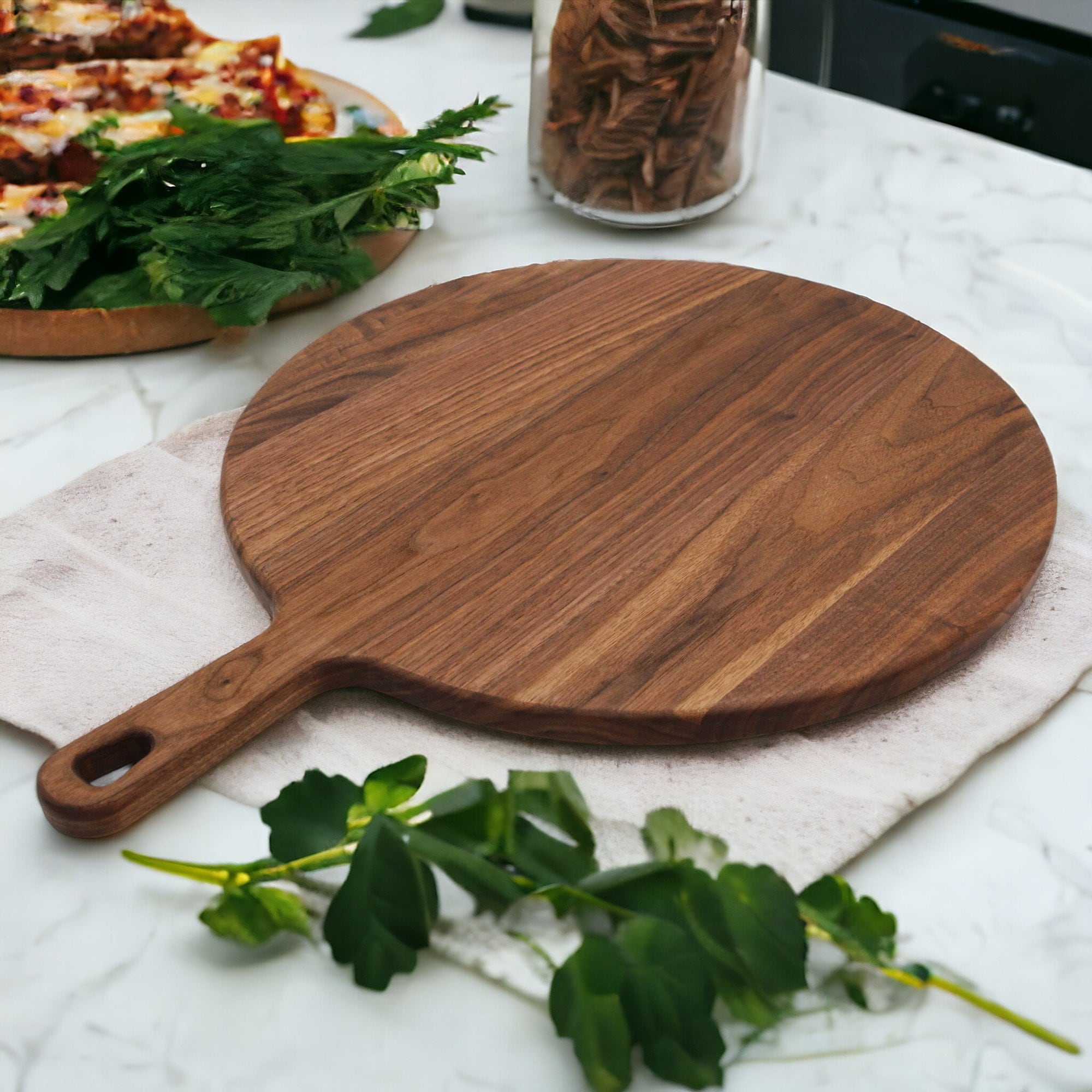 Walnut Paddle Cutting Board With Handle-zoom-1