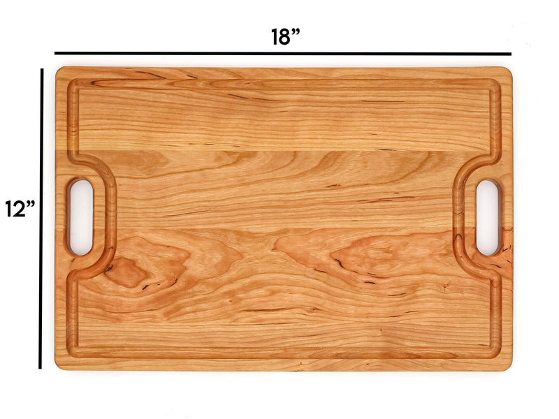 Large Cherry Wood Cutting Board With Juice Groove and Handles-zoom-