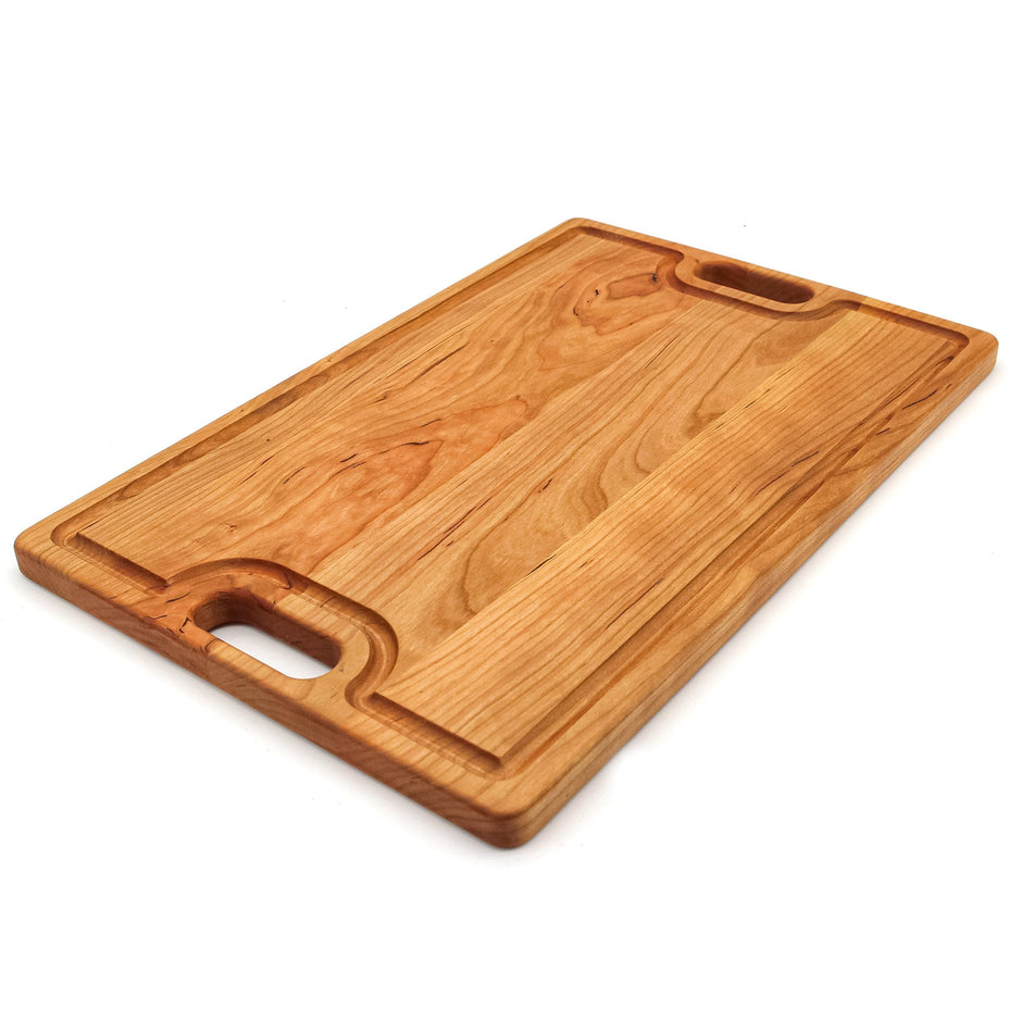 Large Cherry Wood Cutting Board With Juice Groove and Handles
