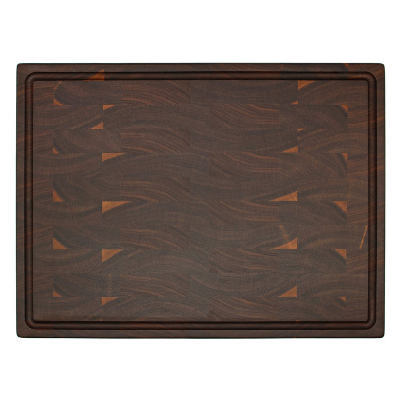 Large End Grain Walnut Cutting Board – Butcher Block with Juice Groove & Rubber Feet-zoom-