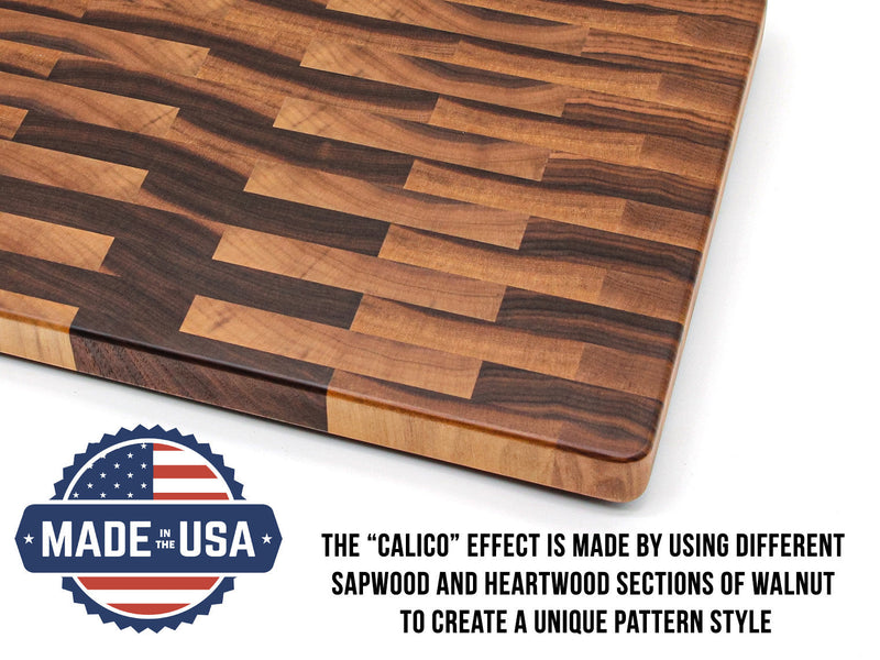 Large End Grain Calico Walnut Butcher Block with Rubber Feet-zoom-