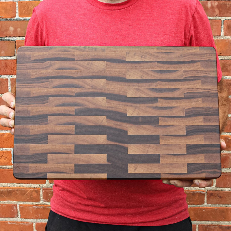Large End Grain Calico Walnut Butcher Block with Rubber Feet-zoom-