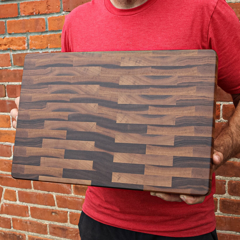 Large End Grain Calico Walnut Butcher Block with Rubber Feet-zoom-