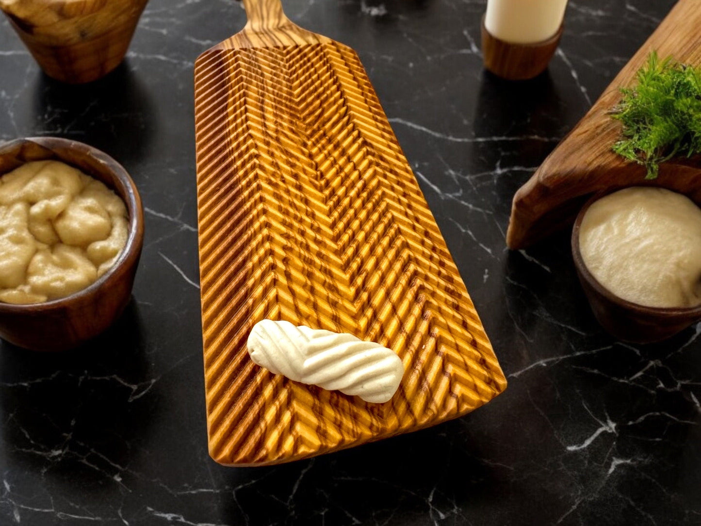 Zig-Zag Olive Wood Gnocchi Board