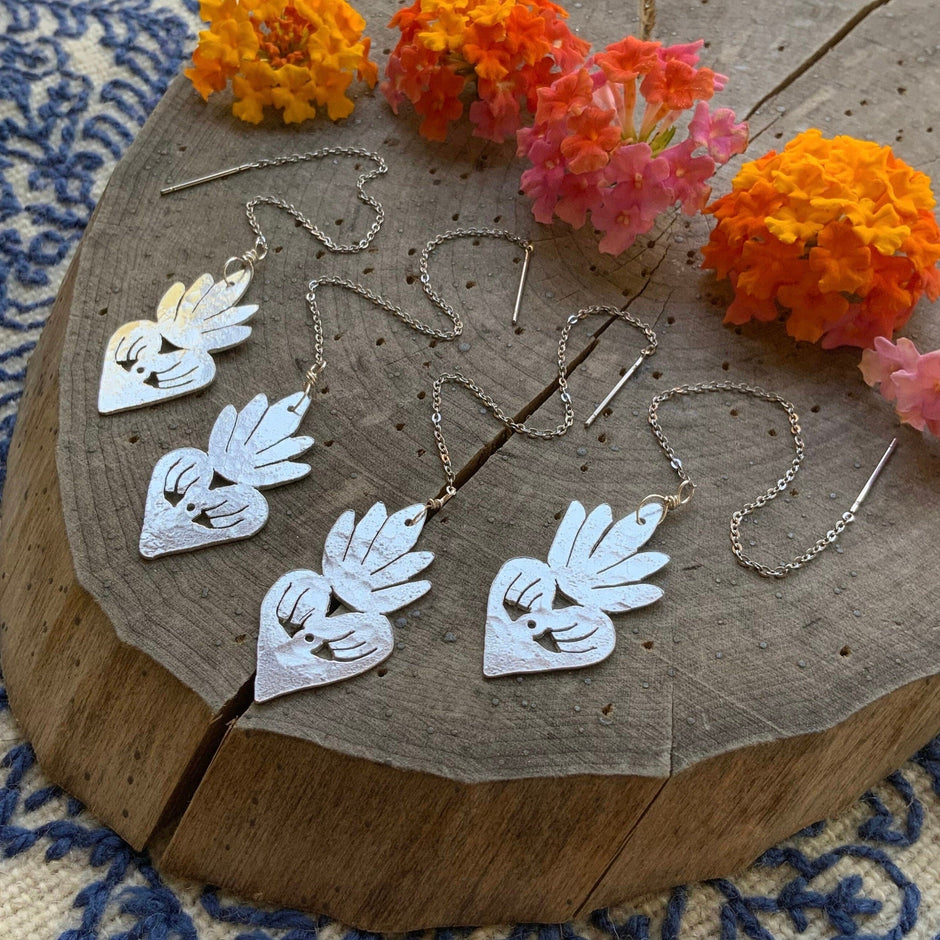 Milagro Sacred Heart Threader Earrings