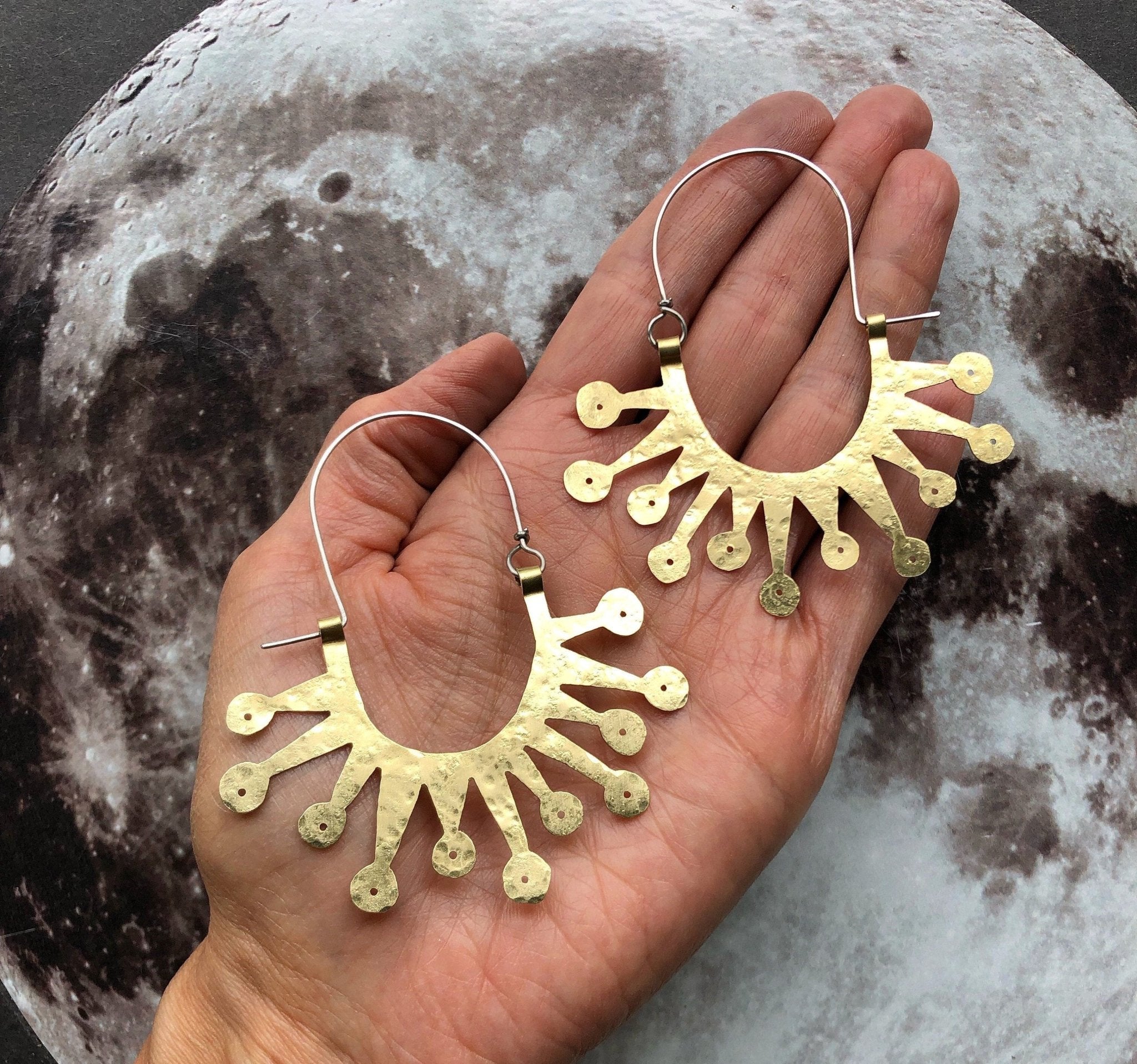 Atomic Sunburst Hoop Earrings | Mid Century Modern Inspired - Aware House