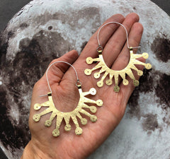 Atomic Sunburst Hoop Earrings | Mid Century Modern Inspired - Aware House